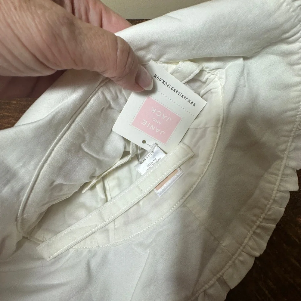 NWT Janie & Jack 0-6 months White with Pink Embroidered‎ Flowers